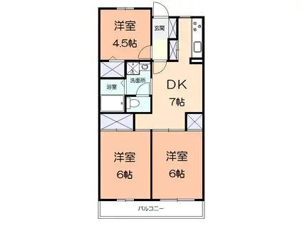 ペルテ鵠沼(3DK/1階)の間取り写真