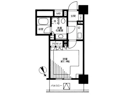 ファミール芝公園グランスイート ラ・ヴィル(1K/3階)の間取り写真