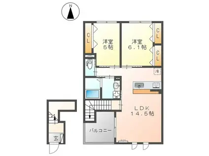 PEER MAISON II(2LDK/2階)の間取り写真