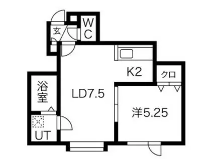 楓ガーデン(1LDK/2階)の間取り写真