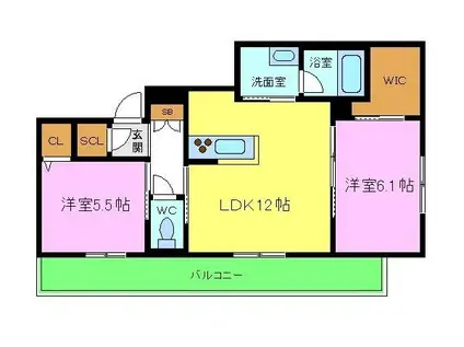 シャーメゾン槐(2LDK/2階)の間取り写真