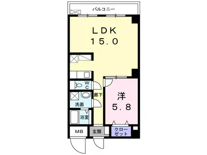 U-BUIL十二番丁 II(1LDK/4階)の間取り写真