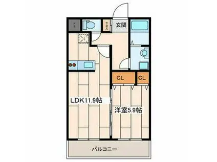 ディアコート相模台(1LDK/3階)の間取り写真