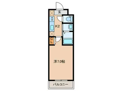 ROOST南武庫之荘(1K/1階)の間取り写真