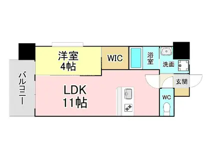 ONE PROJECT三萩野(1LDK/4階)の間取り写真