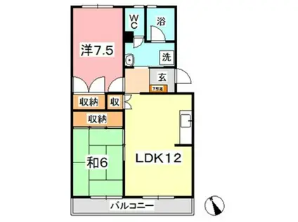 ベルメゾン三宅(2LDK/3階)の間取り写真