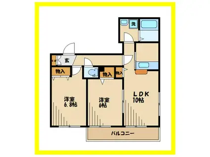 エクセルコート(2LDK/2階)の間取り写真
