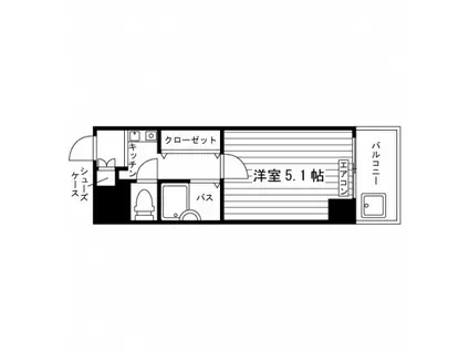 ヴェルテス南国(1K/2階)の間取り写真