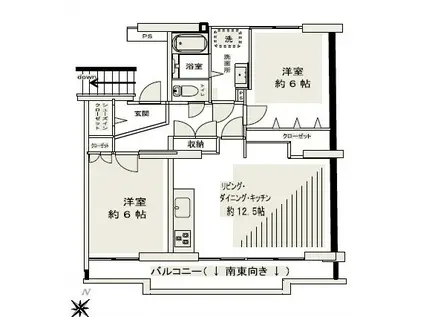 ハイタウン塩浜 45号棟(2LDK/2階)の間取り写真