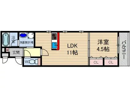 LA MAISON CHOU CHOU N(1LDK/1階)の間取り写真