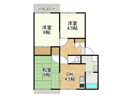 ATSハイツ A棟(3DK/2階)の間取り写真