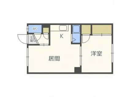 RIVER SIDE MAKOMANAI(1LDK/1階)の間取り写真