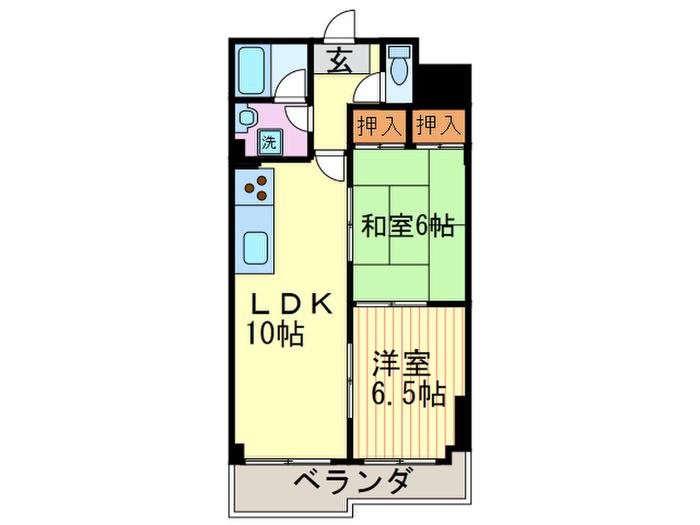 エスポワール桃栄(2LDK/3階)の間取り写真