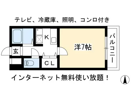 BERG義義(1K/3階)の間取り写真