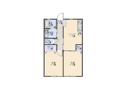 アマービレ(2DK/2階)の間取り写真