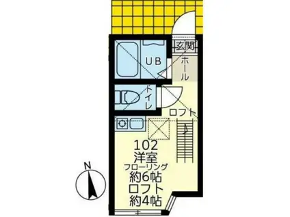 ロイヤルモアナ(ワンルーム/1階)の間取り写真