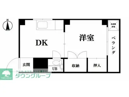 グリーンコーポラス(1DK/2階)の間取り写真