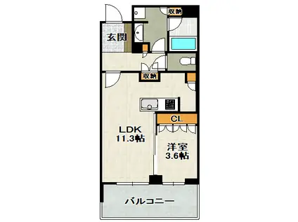 ジオタワー宝塚グランレジス 南棟(1LDK/11階)の間取り写真