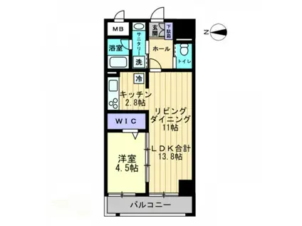 アルファレガロ中央町(1LDK/8階)の間取り写真