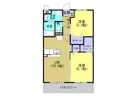 ステージア喜入V(2LDK/1階)の間取り写真