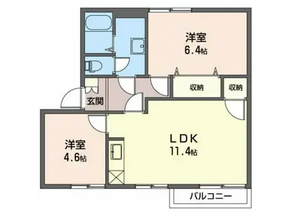 フレグランス西添(2LDK/2階)の間取り写真