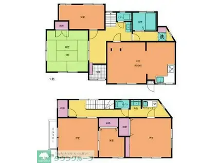 渋谷区本町5丁目戸建(5LDK/2階)の間取り写真
