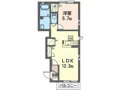 フルール・シャトー(1LDK/1階)の間取り写真
