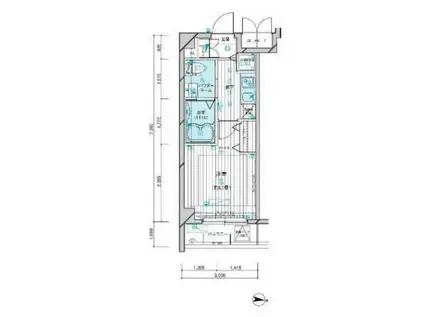 メインステージ多摩川II(1K/1階)の間取り写真