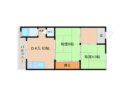 ニューグリーンマンション(2DK/3階)の間取り写真