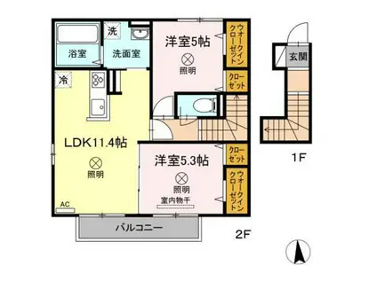 エマーブルMC(2LDK/2階)の間取り写真