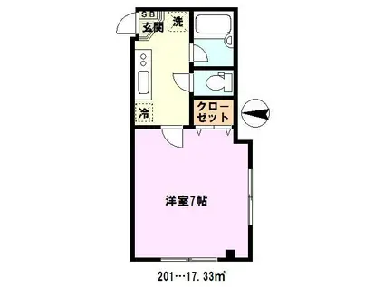 岸町S-HOUSE(1K/2階)の間取り写真