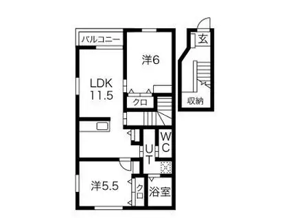 マノワール上里(2LDK/2階)の間取り写真