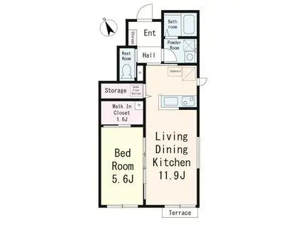 市川市鬼高2丁目PJ(1LDK/1階)の間取り写真