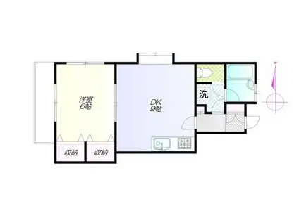 サザンヴィレッジ(1DK/2階)の間取り写真