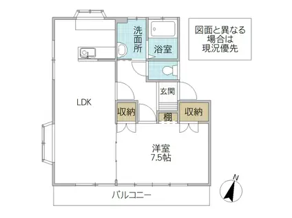 ホワイトコートI(1LDK/1階)の間取り写真