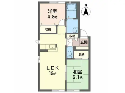 クレセント・トウヨウ C棟(2LDK/2階)の間取り写真