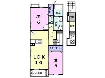 エリアント II(2LDK/2階)の間取り写真