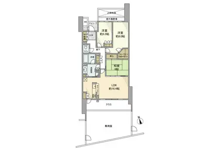 トラスティア北野(3LDK/1階)の間取り写真