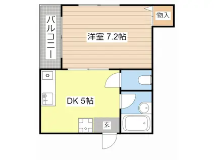 ヴィラ・十里(1DK/2階)の間取り写真