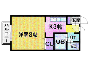 メゾンドミュゲ(1K/2階)の間取り写真