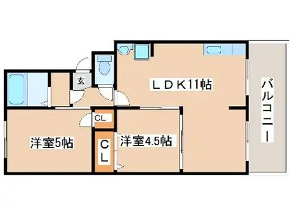 CASA BELLEZZA(2LDK/1階)の間取り写真