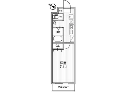 AーCITY港十一屋(1K/1階)の間取り写真