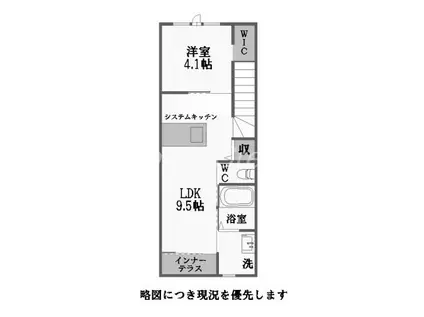 ユニヴァリィII東吉野B(1LDK/2階)の間取り写真