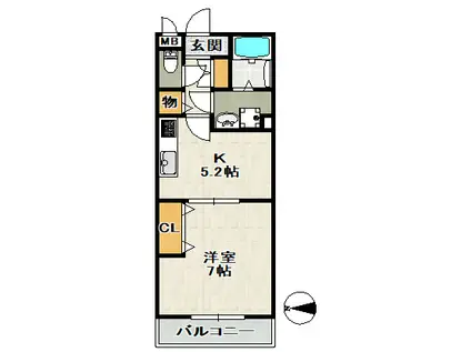 ジョイモアー(1K/3階)の間取り写真