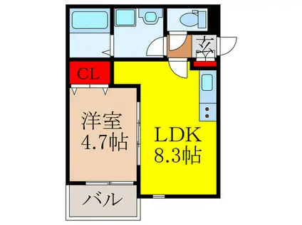 RITZ COURT 池田(1LDK/1階)の間取り写真