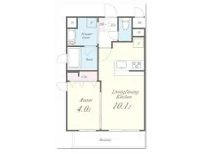 ユリ乃ヒルズ(1LDK/2階)の間取り写真