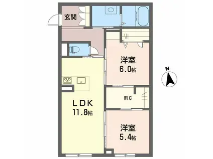 ベレオ生石(2LDK/1階)の間取り写真