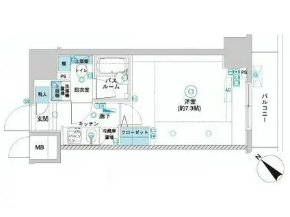 フェニックス横濱関内BAY GAIA(1K/4階)の間取り写真