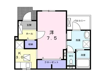 ルナ クレセント(ワンルーム/1階)の間取り写真
