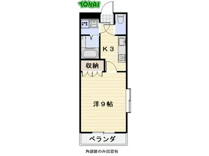 グランディールS・D(1K/1階)の間取り写真